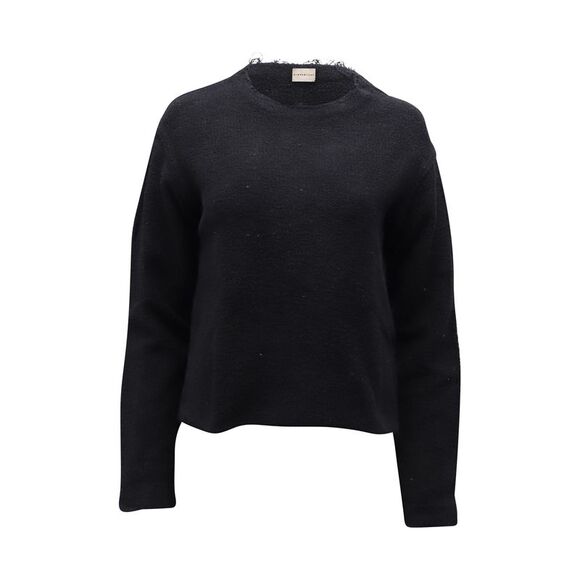 Simon Miller Frayed Neckline Sweater in Black Cotton - Picture 1 of 5